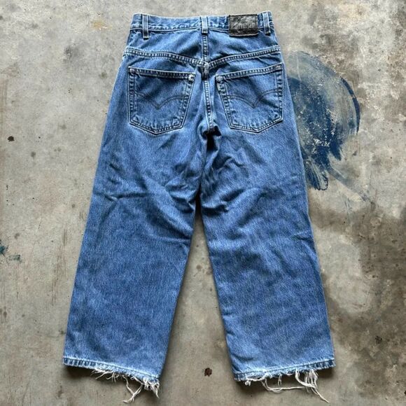 Vintage Levi's Silver Tab Wide Leg Denim Jeans Size 26X24 JNCOS SKATER - Picture 1 of 8